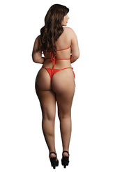 Le Désir Festive Rhinestone Red Top And Thong