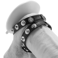 Leather Multi Snap Double Strap Cock Ring