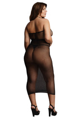 Le Désir Black Sheer Mesh High Neck Dress