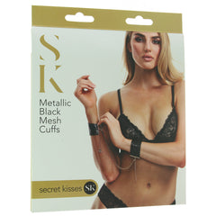 Secret Kisses Metallic Black Mesh Cuffs