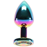 Medium Aluminum Plug with Rainbow Gem
