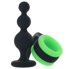 Ouch! Glow In The Dark Beaded Plug with Cock Ring