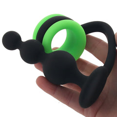 Ouch! Glow In The Dark Beaded Plug with Cock Ring