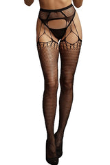Le Désir Black Shredded Suspender Pantyhose