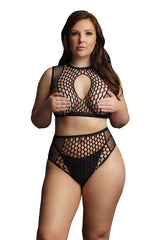 Le Désir Duo Net Key-Hole Black Bra 2pc Set