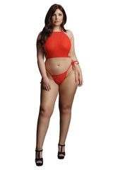 Le Désir Festive Rhinestone Red Top And Thong