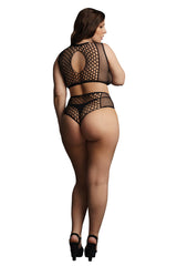 Le Désir Duo Net Key-Hole Black Bra 2pc Set