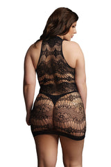 Le Désir Criss Cross Neck Black Mini Dress