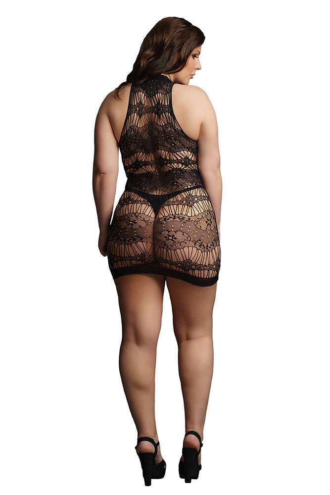 Le Désir Criss Cross Neck Black Mini Dress