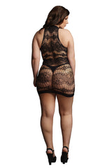 Le Désir Criss Cross Neck Black Mini Dress