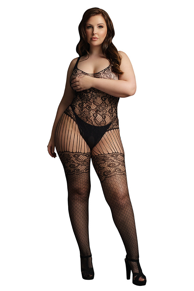 Le Désir Black Lace And Fishnet Bodystocking