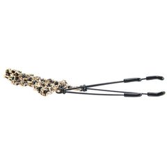 Black Tweezer Nipple Clamps with Beaded Chain