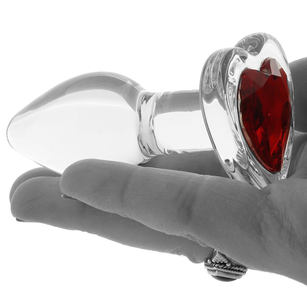 Booty Sparks Red Heart Gem Glass Anal Plug