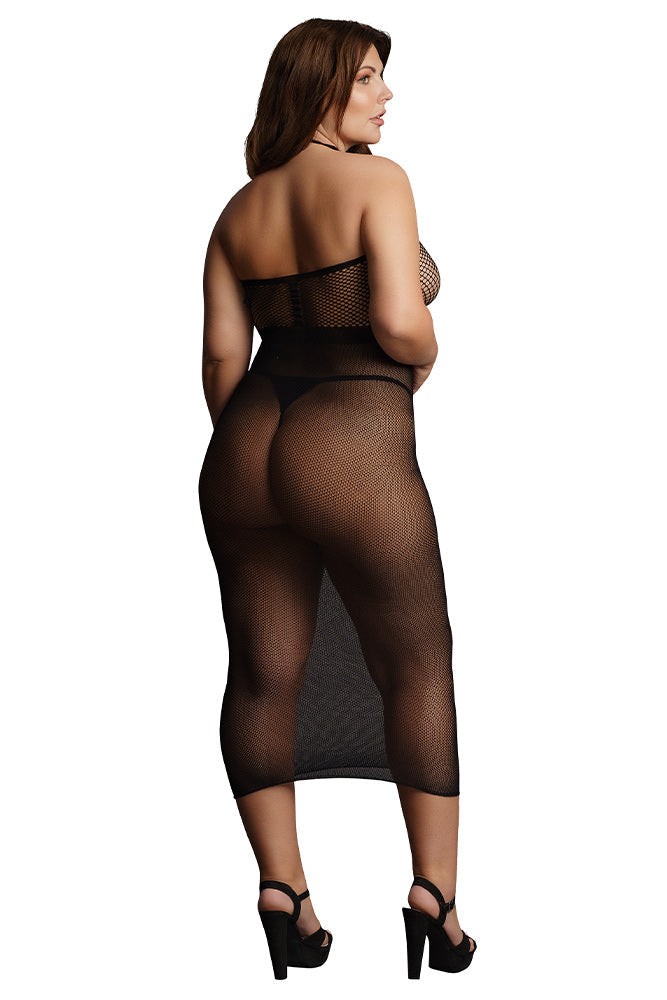 Le Désir Black Sheer Mesh High Neck Dress