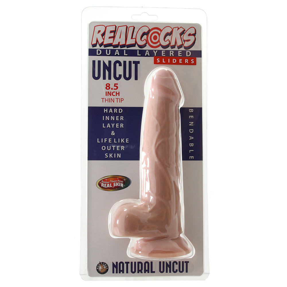 Real Cocks Uncut Thin Tip 8.5 Inch Sliders Dildo