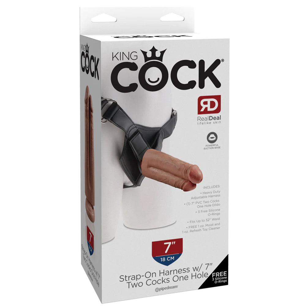 King Cock Harness with 7" Two Cocks One Hole