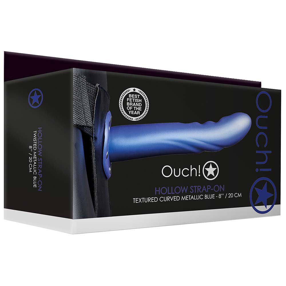 Textured Curved 8 Inch Hollow Strap-On