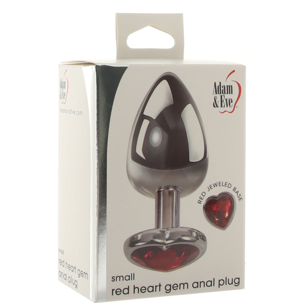 Adam & Eve Small Metal Anal Plug with Red Heart Gem