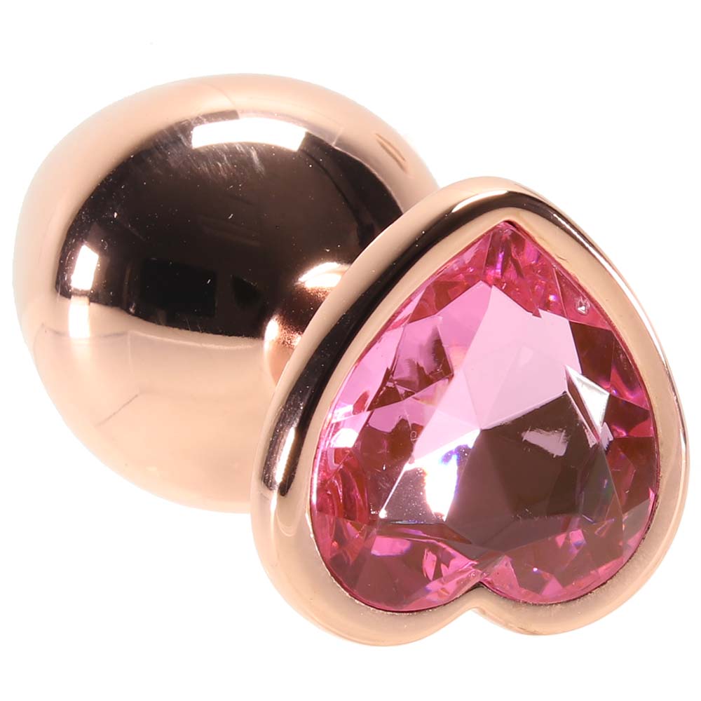 Medium Aluminum Plug with Pink Heart Gem