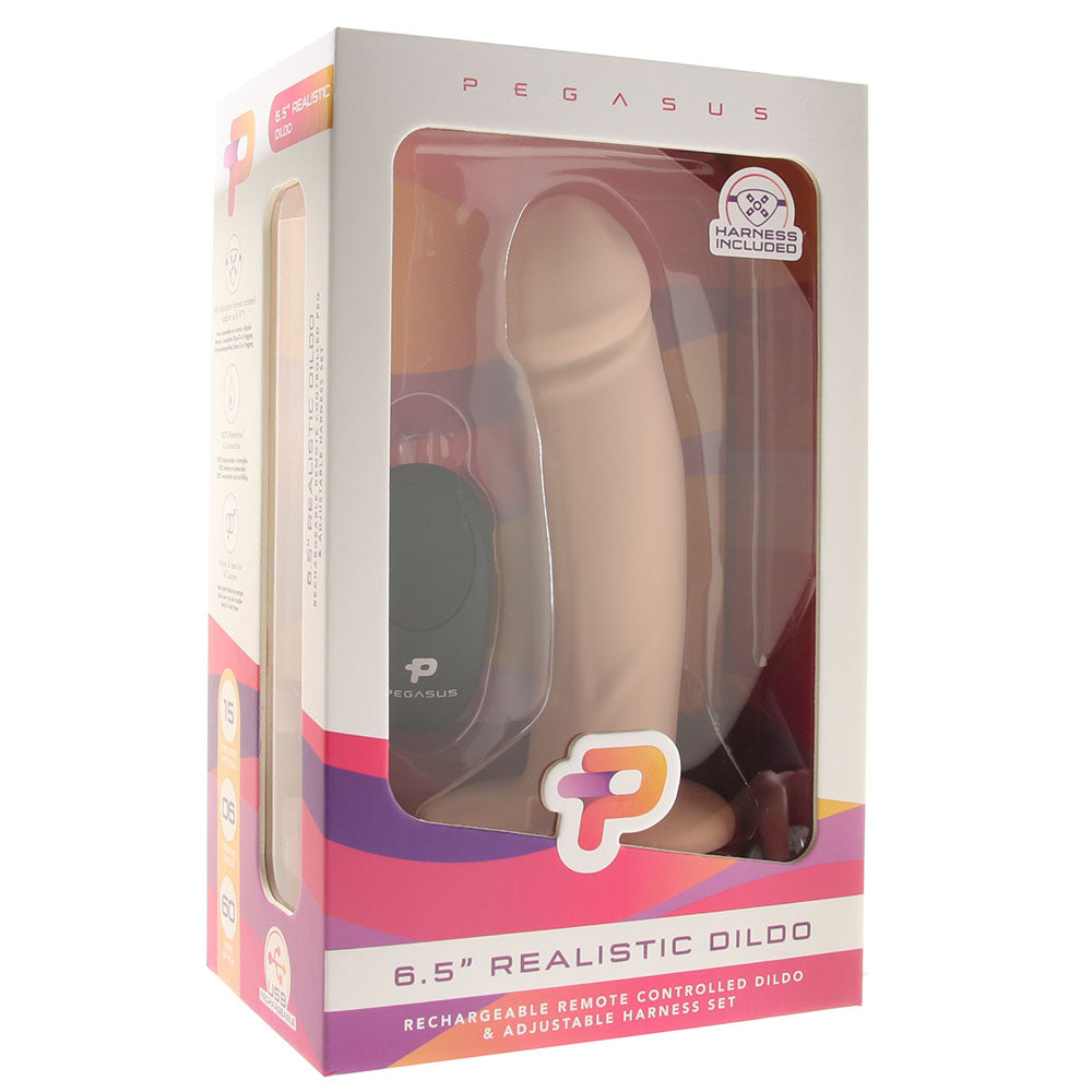 Pegasus Realistic 6.5 Inch Vibrating Strap-On