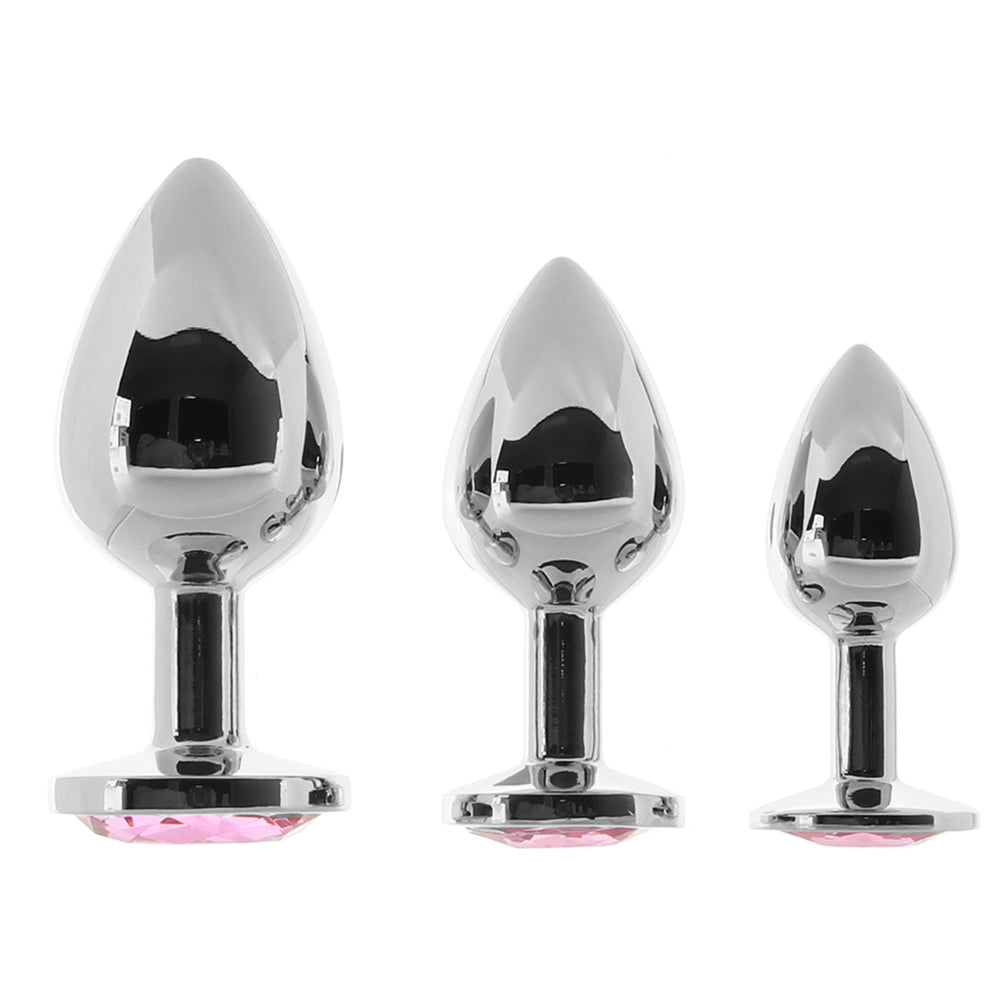 Pink Gem Aluminum Anal Plug Set