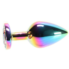 Medium Aluminum Plug with Rainbow Heart Gem