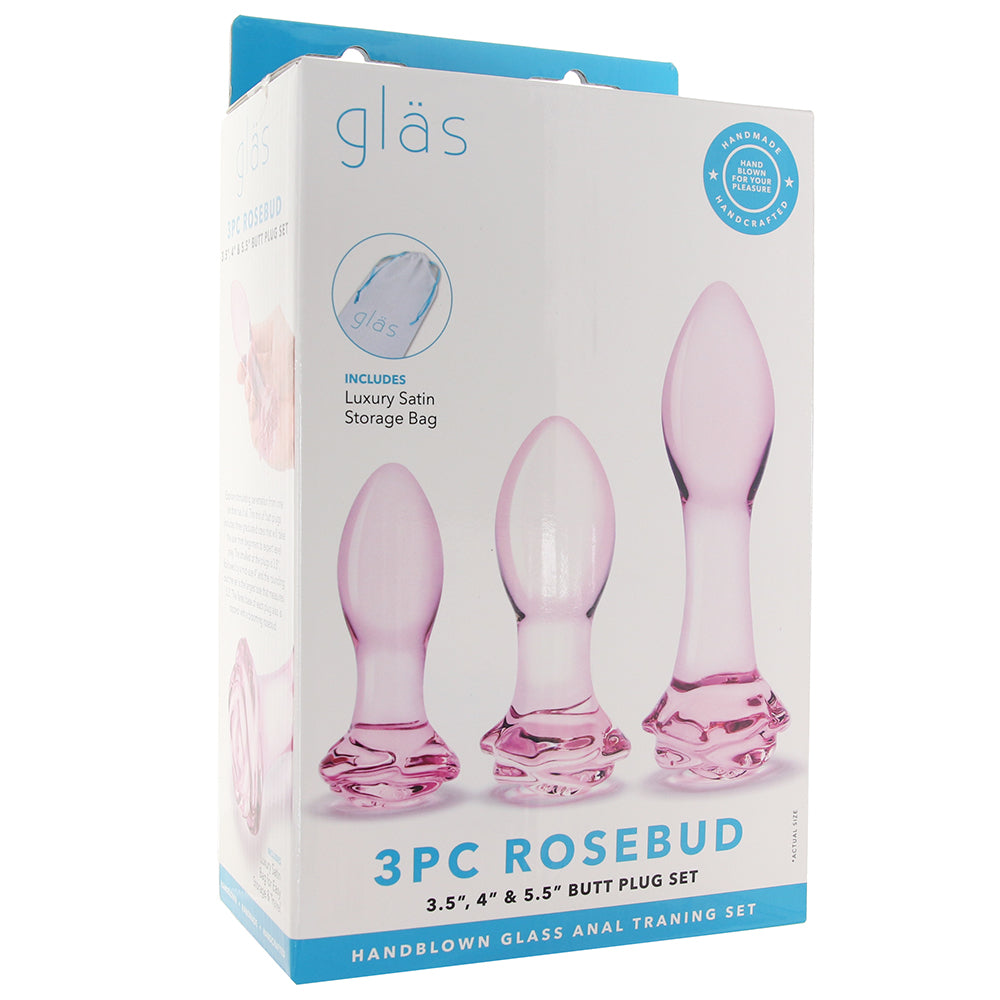 gläs Rosebud Butt Plug Set