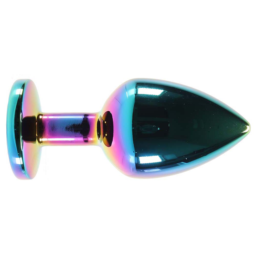 Medium Aluminum Plug with Rainbow Gem
