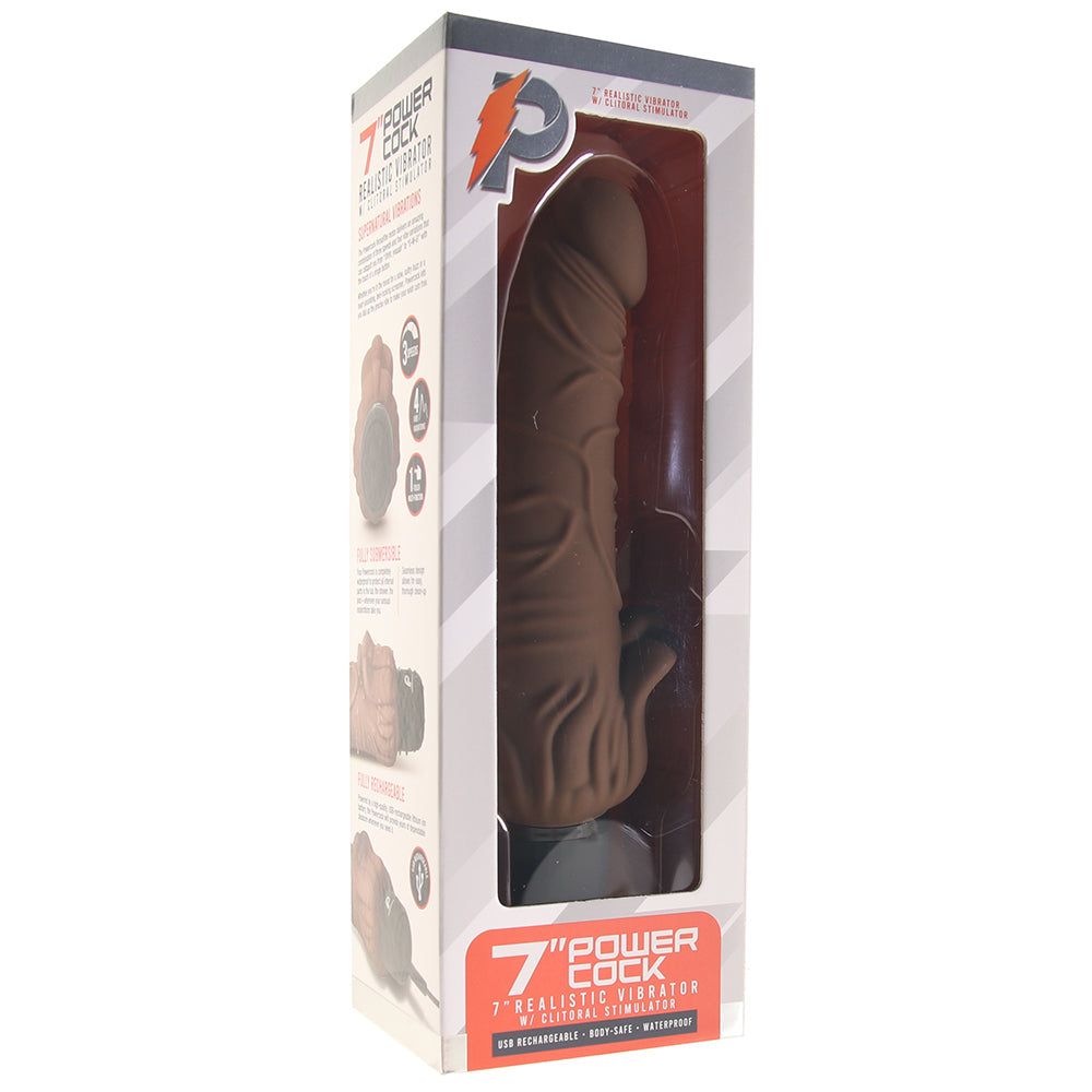 PowerCock 7 Inch Vibe with Clitoral Stimulator