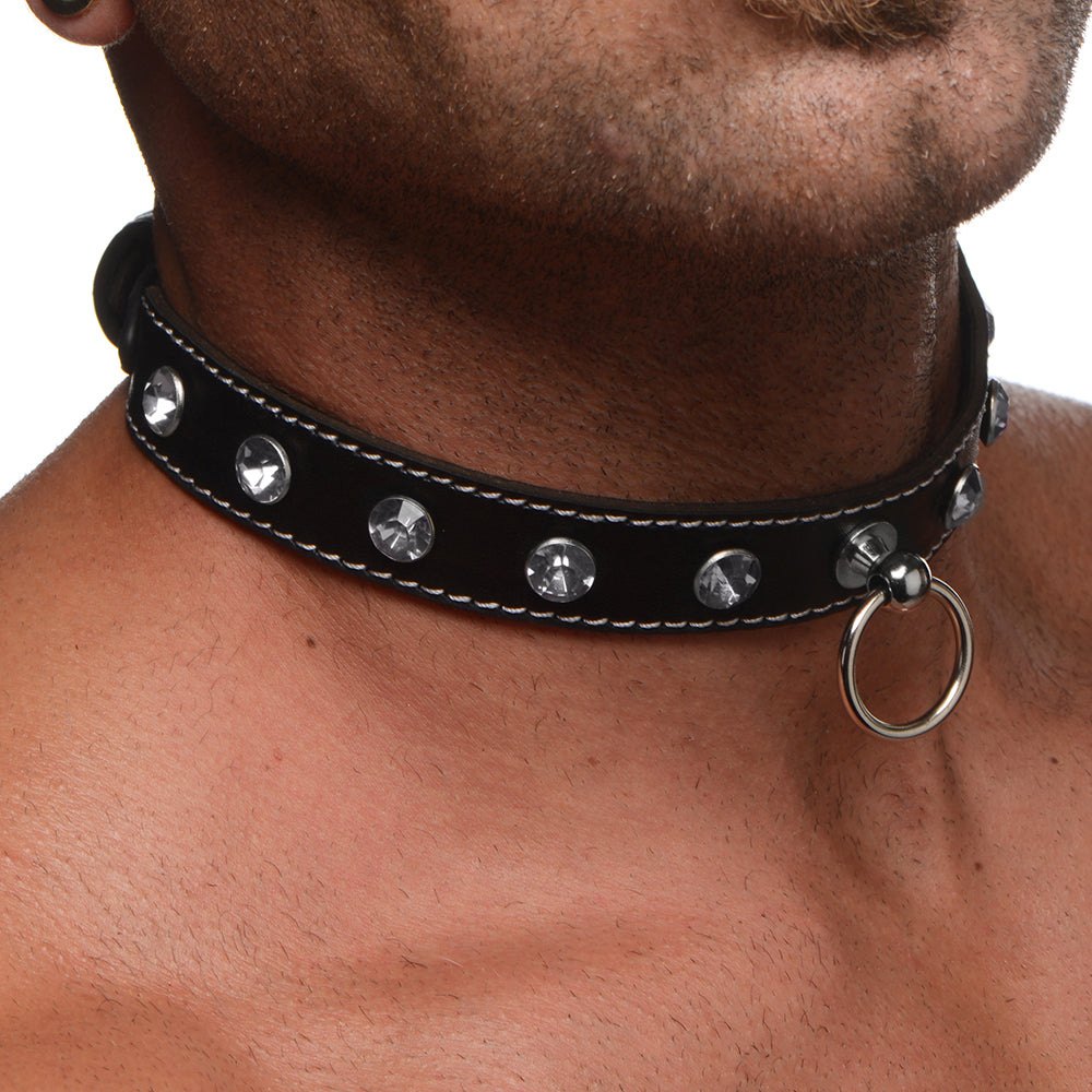 Strict Rhinestone Choker with O-Ring