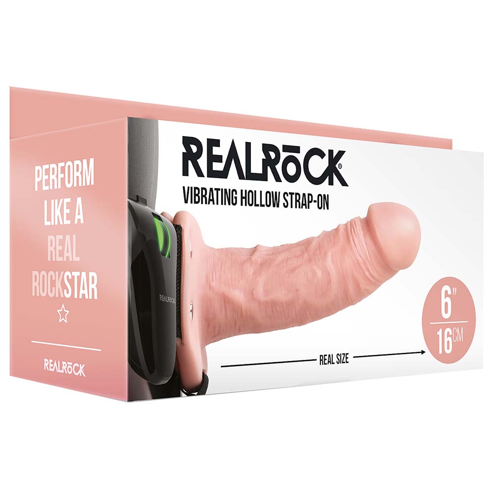 Real Rock Hollow Vibrating 6 Inch Strap-On