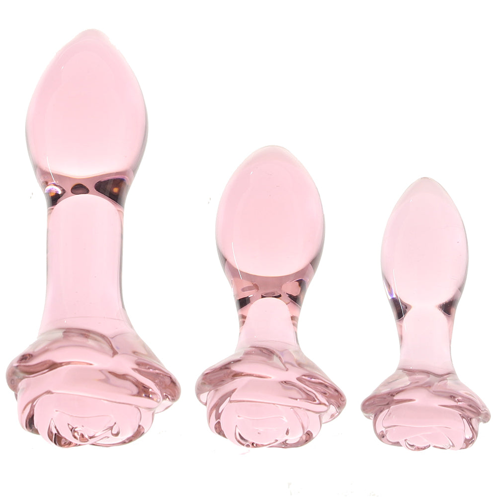 gläs Rosebud Butt Plug Set