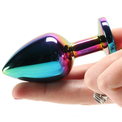 Medium Aluminum Plug with Rainbow Gem