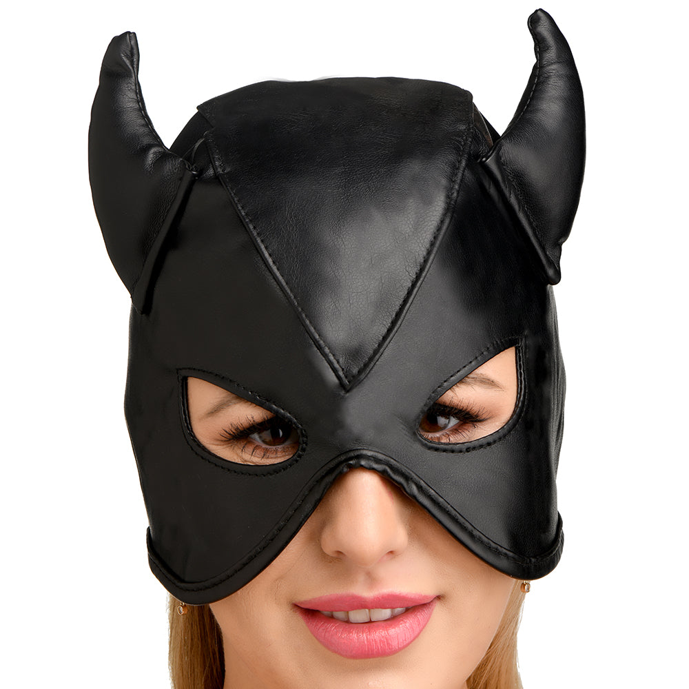 Master Series Dungeon Demon Bondage Hood with Horns