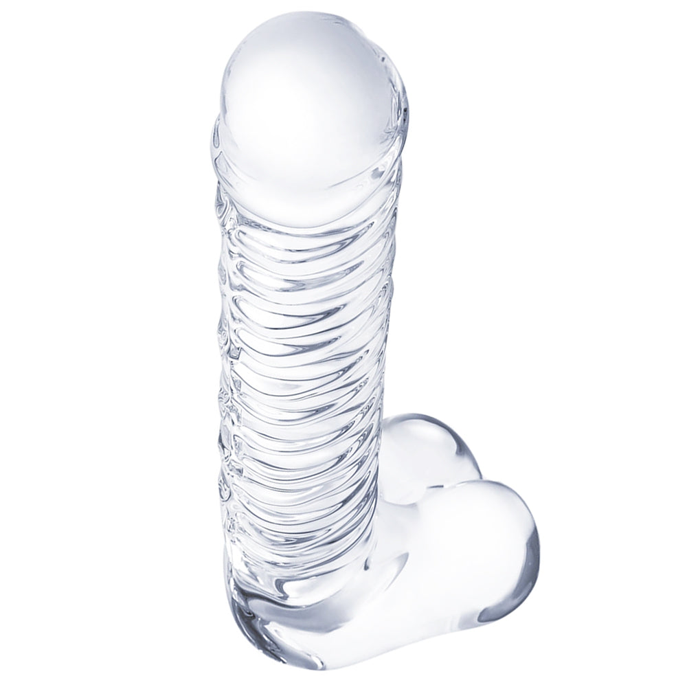 gläs 8 Inch Realistic Ribbed G-Spot Dildo