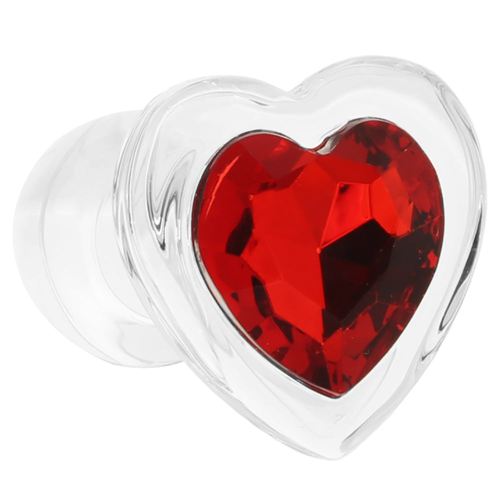 Booty Sparks Red Heart Gem Glass Anal Plug