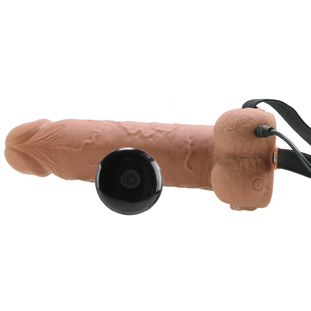 7 Inch Hollow Vibrating Strap-On with Remote