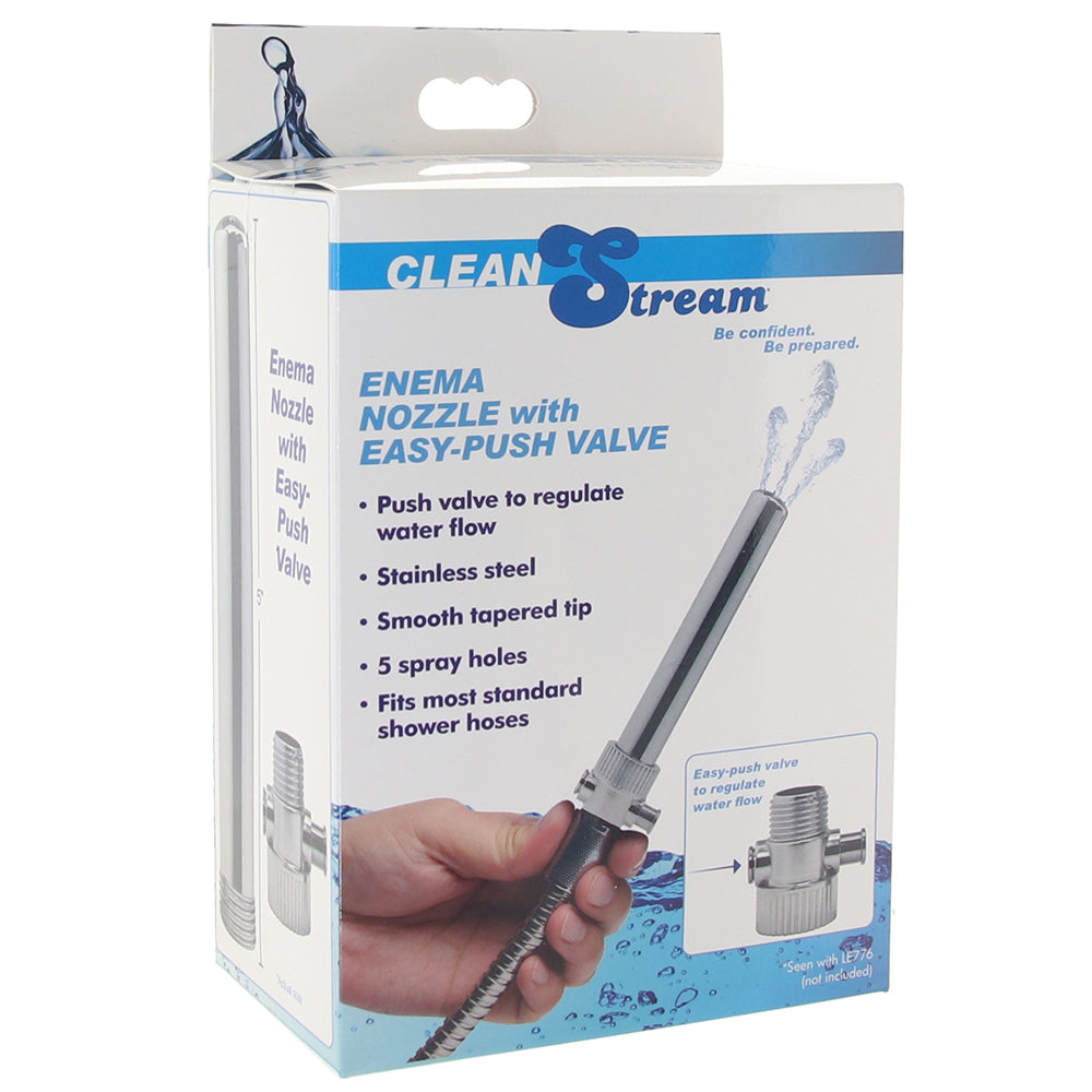 Clean Stream Enema Nozzle with Easy-Push Valve