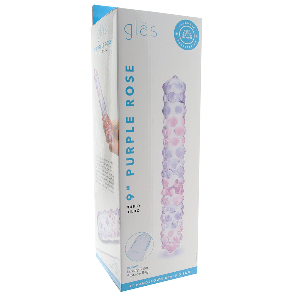 gläs 9 Inch Purple Rose Nubby Dildo