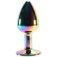 Small Aluminum Plug with Rainbow Gem