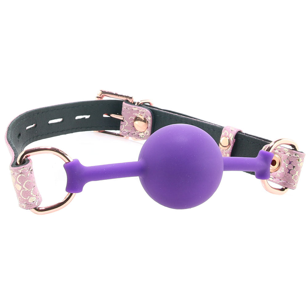 Purple Silicone Ball Gag with Snake Print Strap