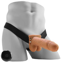 7 Inch Hollow Vibrating Strap-On with Remote