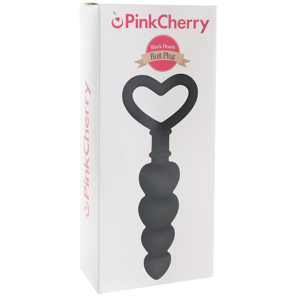 PinkCherry Black Hearts Butt Plug