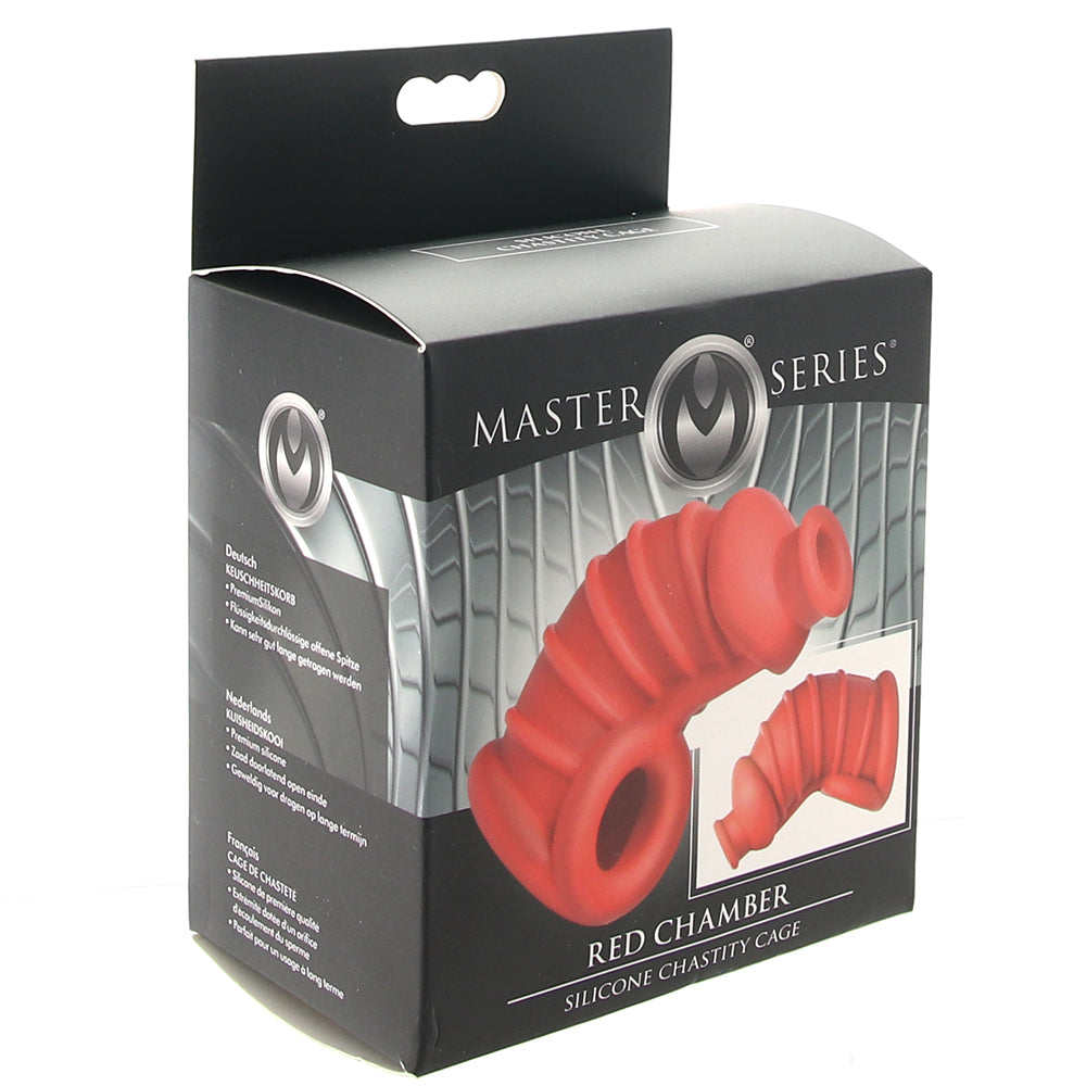 Master Series Red Chamber Silicone Chastity Cage