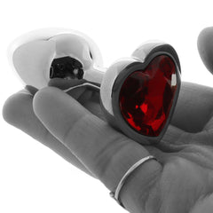 Adam & Eve Small Metal Anal Plug with Red Heart Gem