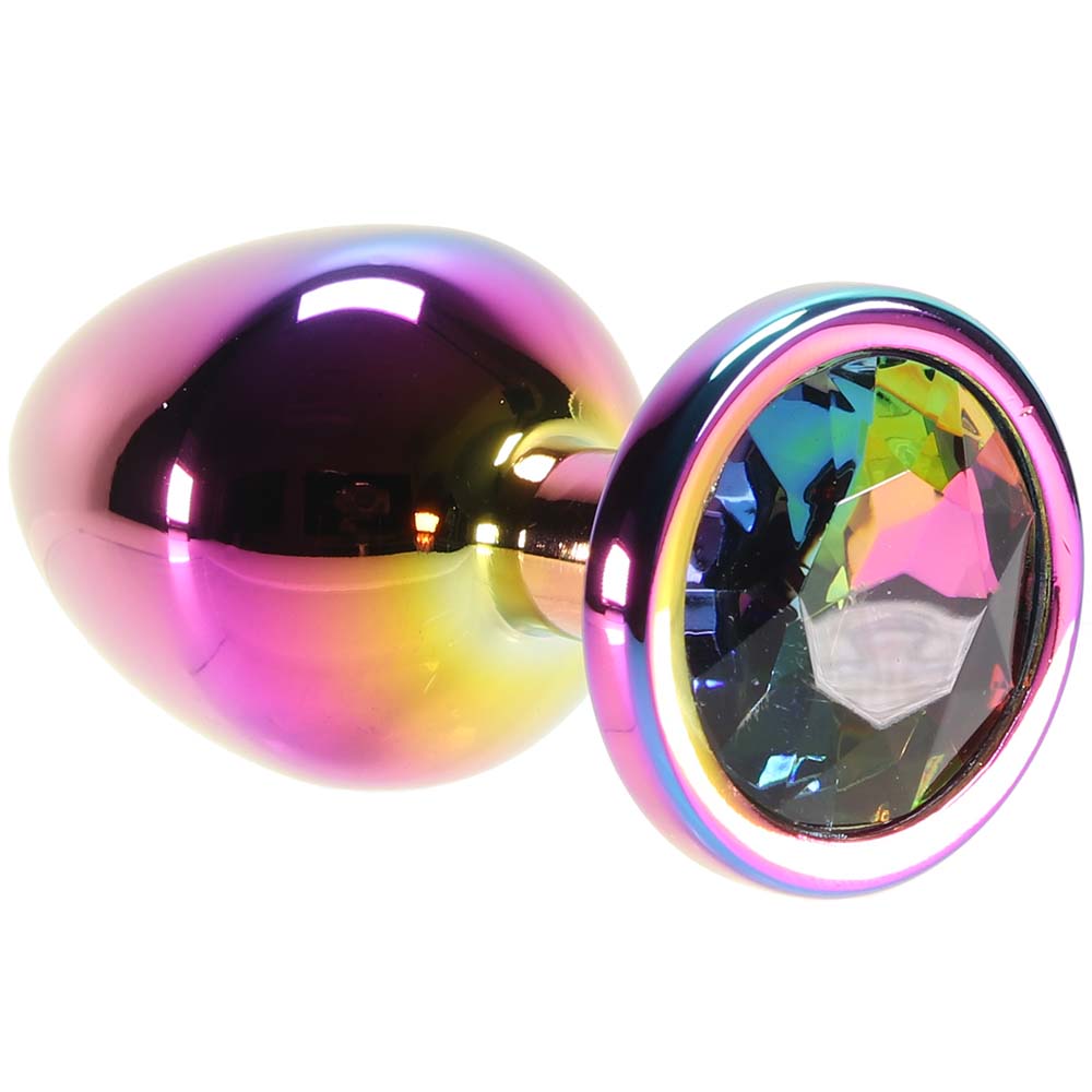 Medium Aluminum Plug with Rainbow Gem