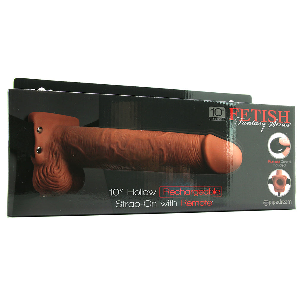 10" Hollow Vibrating Strap-On with Remote