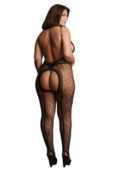 Le Désir Black Crotchless Leopard Bodystocking