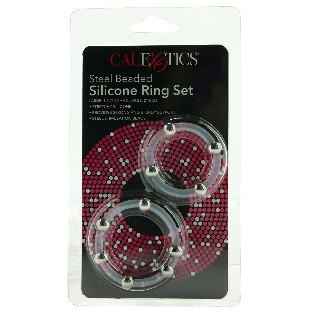 Steel Beaded Silicone Ring Set