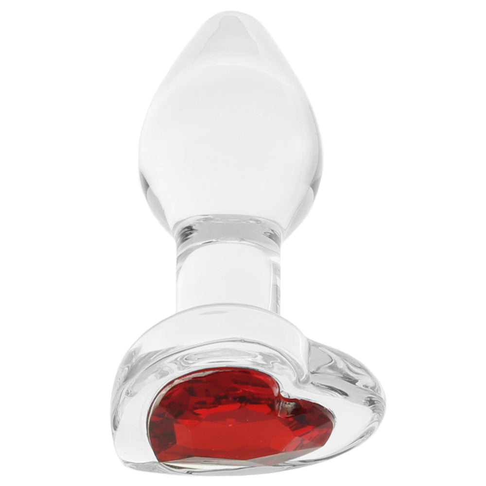 Booty Sparks Red Heart Gem Glass Anal Plug